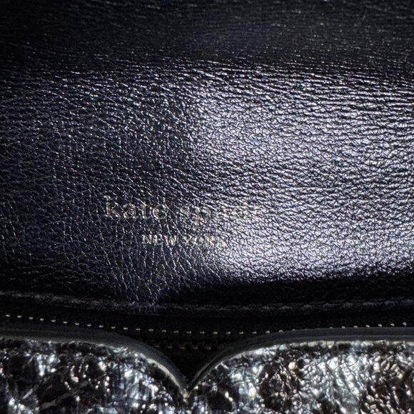 Kate Spade Market crossbody Top Handle Bag Collins Leopard Metallic Blue Sample - Picture 9 of 11